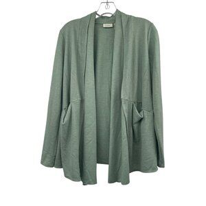 Logo Lounge Womens Cardigan Open Front Long Sleeve Green Size XXS Pockets